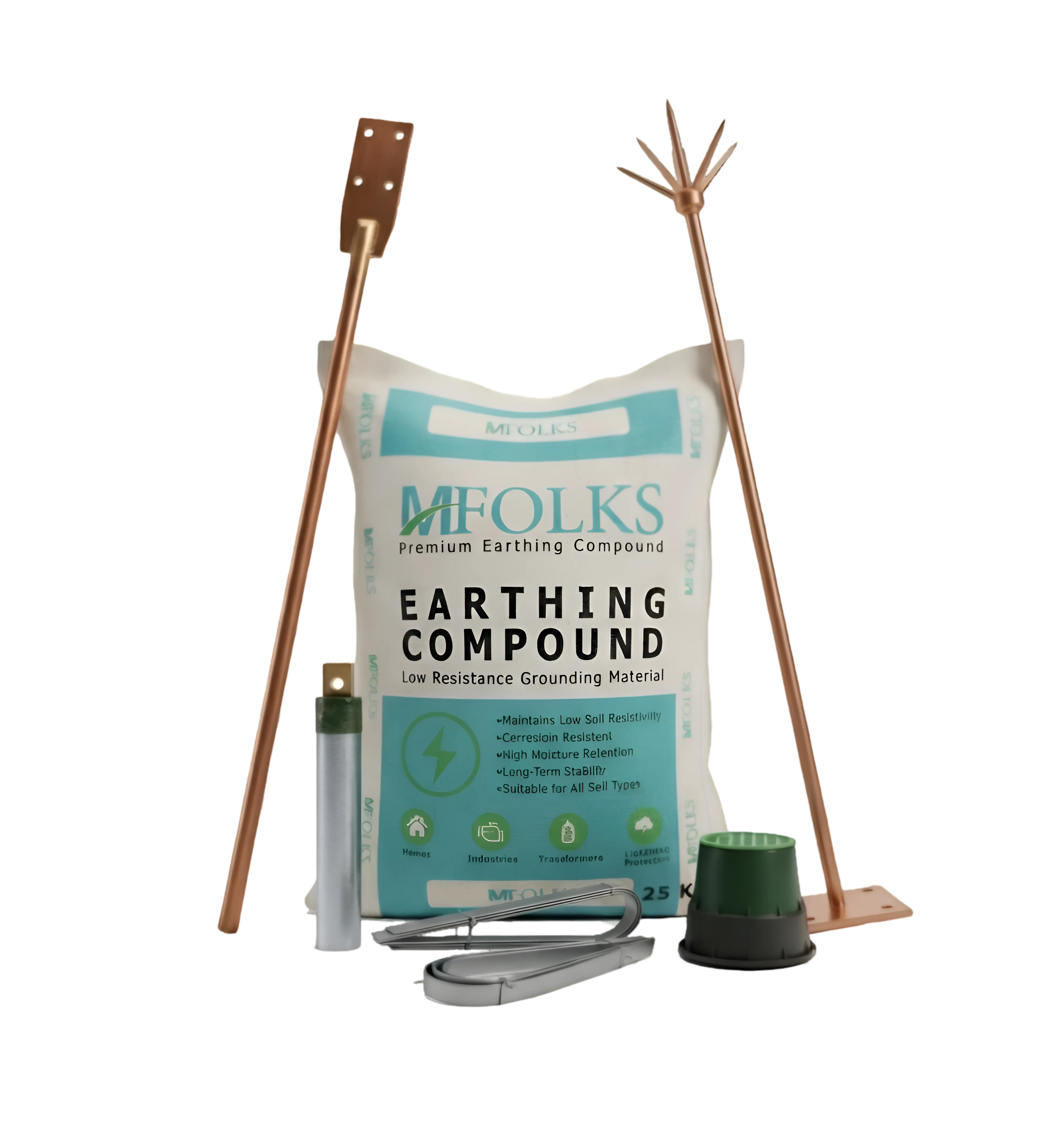 MFOLKS Geotrix earthing rod system at industrial site