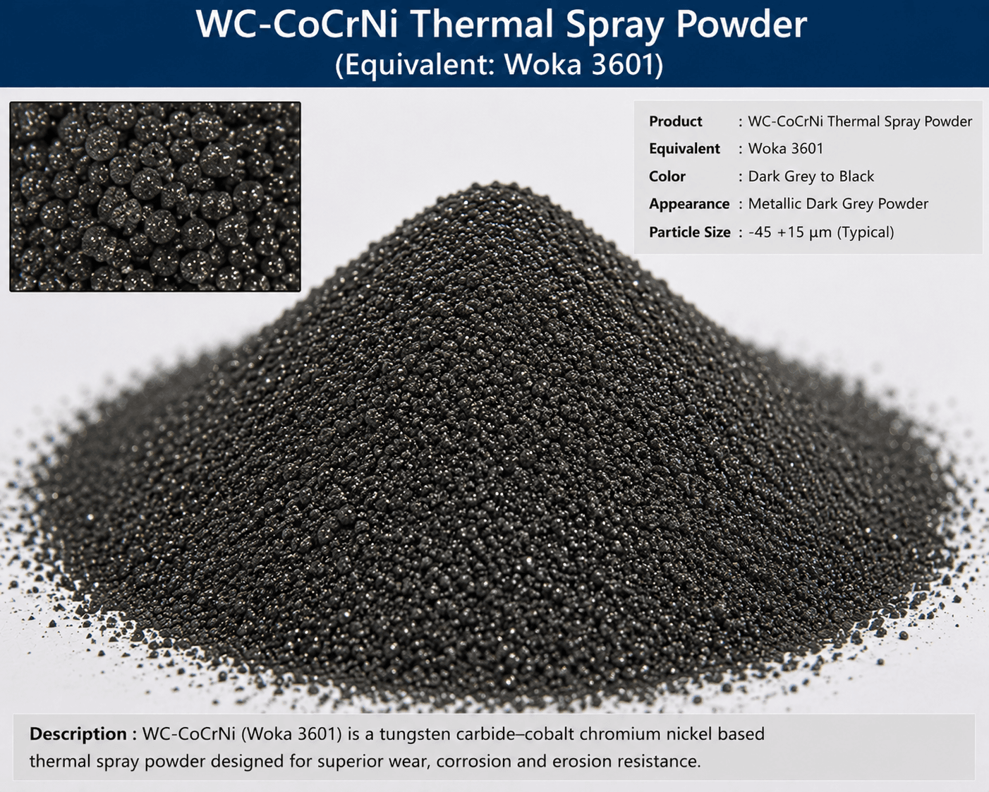 WC-CoCrNi Thermal Spray Powder ( Woka 3601) WC-CoCrNi Thermal Spray Powder ( Woka 3601)